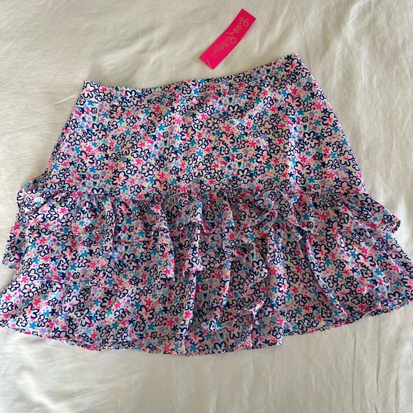 Lilly Pulitzer New Tilly Tiered Ruffle Skirt Multi Fun Sun Repeat Ditsy Size 10 - Picture 1 of 9